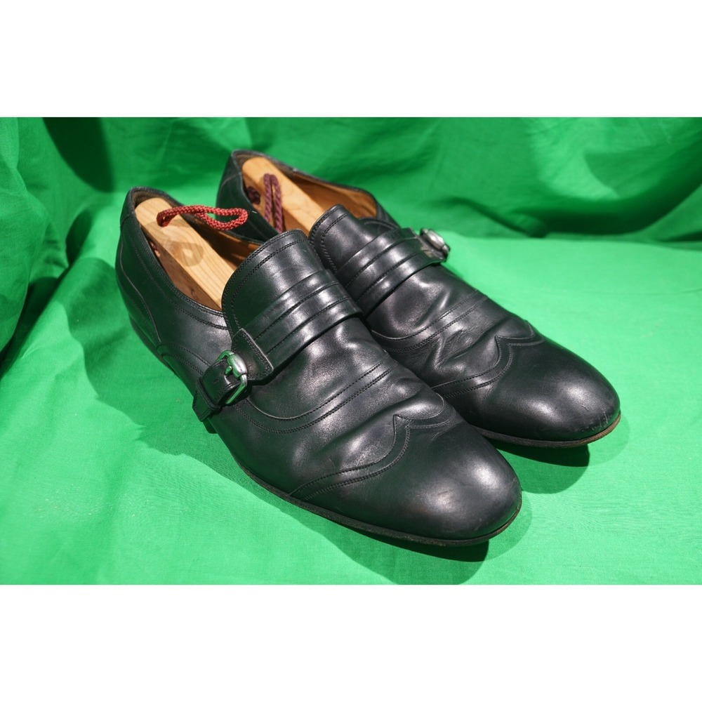 Vintage Gucci Black Leather Single Monkstrap Mens Shoes US 9